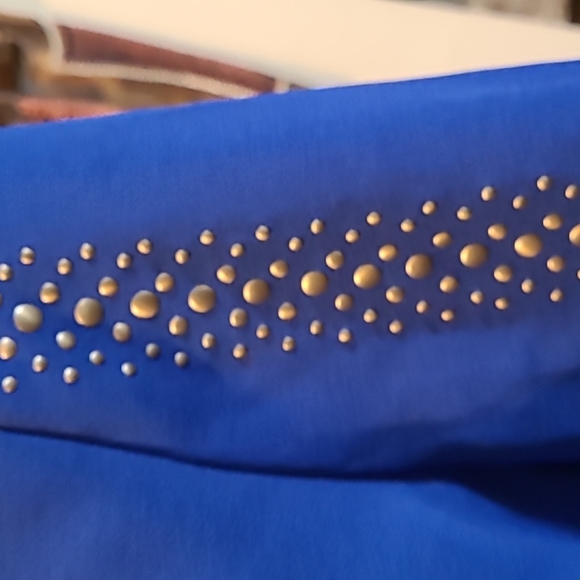 Bcbg Lexy blue strappy back dress sz large - Picture 5 of 8